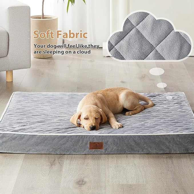 WNPETHOME Orthopedic Big Dog Beds Large Sized Dog, Waterproof Extra Large Dogs Bed with Removable Washable Cover, Multi-Needle Quilting Dogs Crate Bed