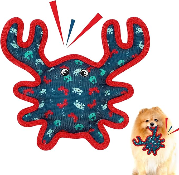 Squeaky Dog Toys, Sturdy Dog Toys for Dogs Indoor Play, Cute Crab Interactive Toy for Small and Medium Dogs