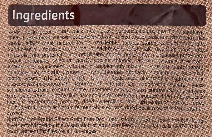NutriSource Prairie Select Grain-Free Dog Food, Made with Quail and Duck, 5LB, Dry Dog Food
