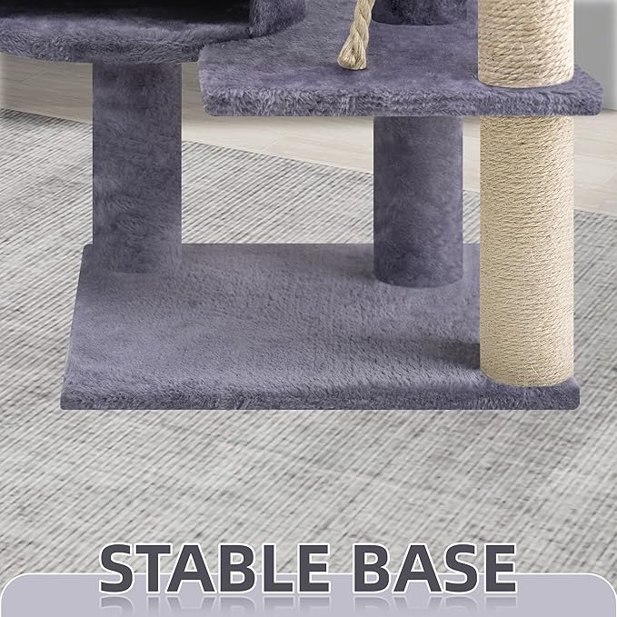 TWDEPART 42.5'' Cat Tree for Indor Cats, Multifunctional Cat Tower with Cozy Condo, Perches, Scratching Posts and Hammock, Grey…