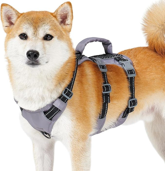 Huntboo Reflective Dog Harness with Handle, Escape Proof, No Slip, Breathable, Lightweight, Adjustable Lift Harness for Small, Medium, and Large Dogs Walking, Training, and Running Gear(Black,S)