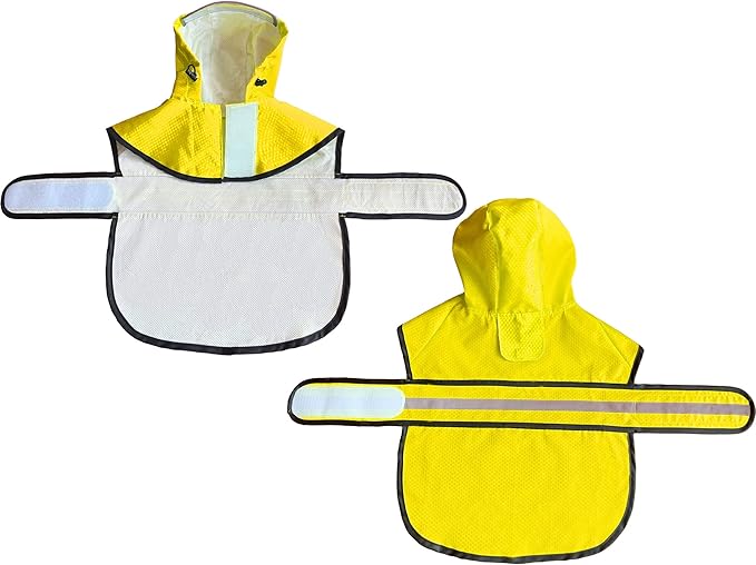 Dog Raincoat Waterproof Reflective Slicker - Lightweight Breathable Hooded Poncho Rain Coat Jacket with Adjustable Belly Strap and Leash Hole for Small Medium Large Dogs (Medium, Yellow)