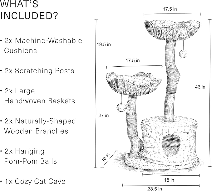 Modern Cat Tree Tower, Real Branch luxury Cat Condo, Wood Cat Tower, Cat Scratching Tree, Cat Condo, Cat Lover Gift, Luxury Cat, Cat Gifts by Mau Lifestyle