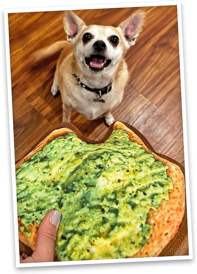 Doggijuana Tuffer Chewer Plush Dog Toy | Funny Dog Toy Plush with Juananip Catnip for Dogs | Calming Aid for Dogs | Interactive Squeaky Chew Toy for Play (Avocado Toast)