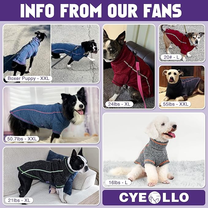 cyeollo Dog Sweater Coat Fleece Jacket Dog Clothes Reflective Zip Up Jackets with Dual D Ring Warm Winter Coat for Small Dogs, Grey Medium