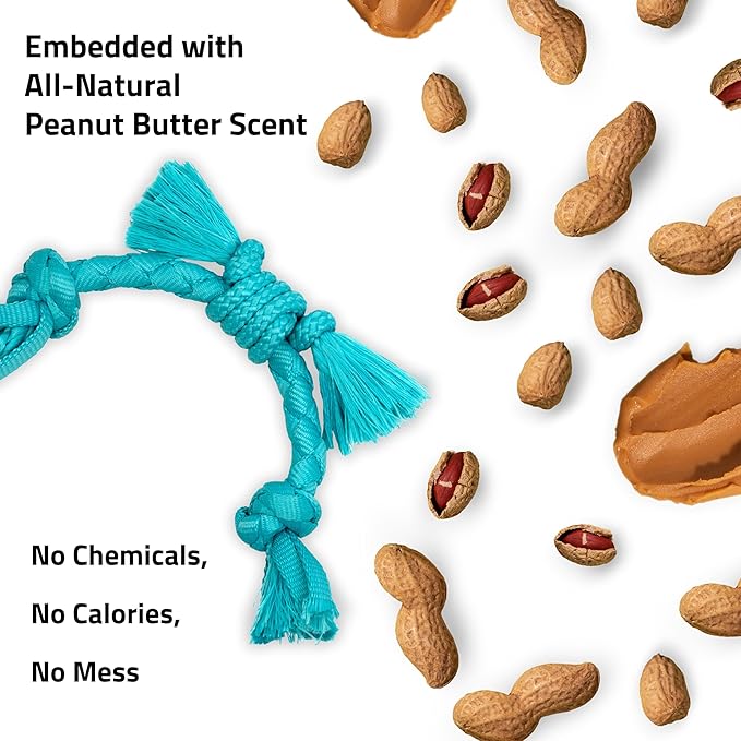 Playology Dog Toys | Puppy Toy Sensory Rope Tug of War Rope for Dogs and Puppies | Small Peanut Butter Scented Toy - Easy to Clean and Made from Non Toxic Materials