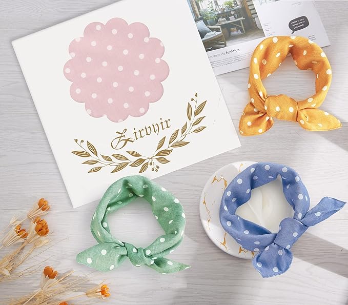 4PCS Fall Dog Bandanas Cat Birthday Cute Soft Cotton Puppy Scarfs Washable Daily Handkerchief Pink Green Blue Orange Comfortable Gifts, Adjustable Accessories for Small Medium Large Girl Boy Pup Pet