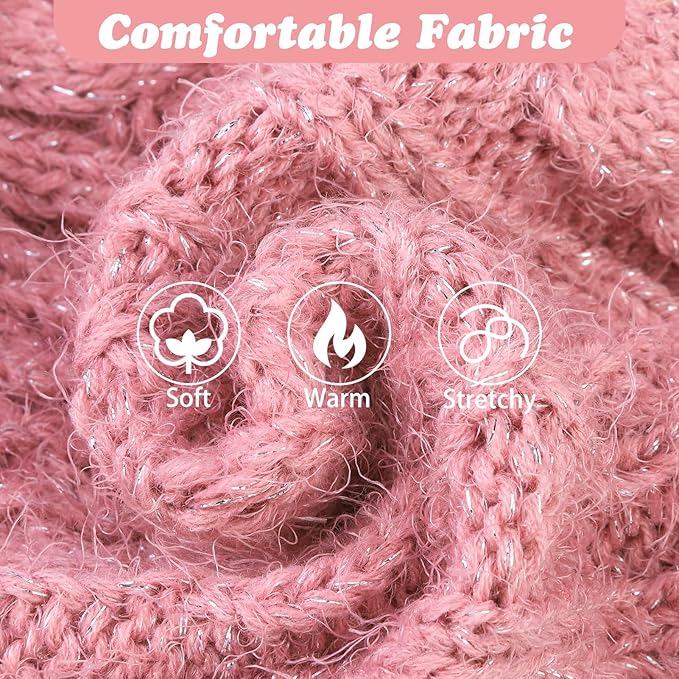 Turtleneck Small Dog Sweaters - Classic Cable Knitwear Winter Coat for Small Medium Dogs Male Female Puppy Dog Cold Weather Clothes Girls Boys, Light Pink, M