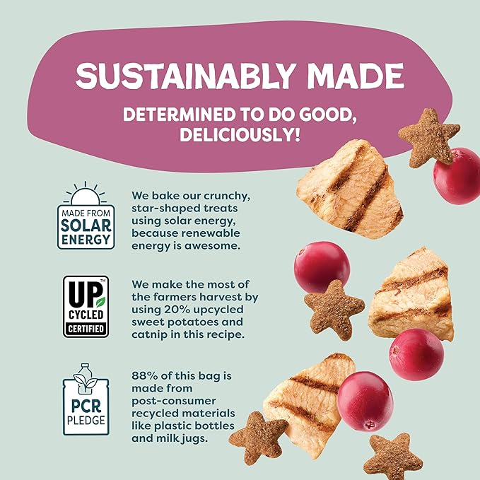 Shameless Pets Crunchy Cat Treats - Kitty Treats for Cats with Digestive Support, Natural Kitten Treats with Real Chicken, Healthy Flavored Feline Snacks - Cran You Say Chicken, 12 oz