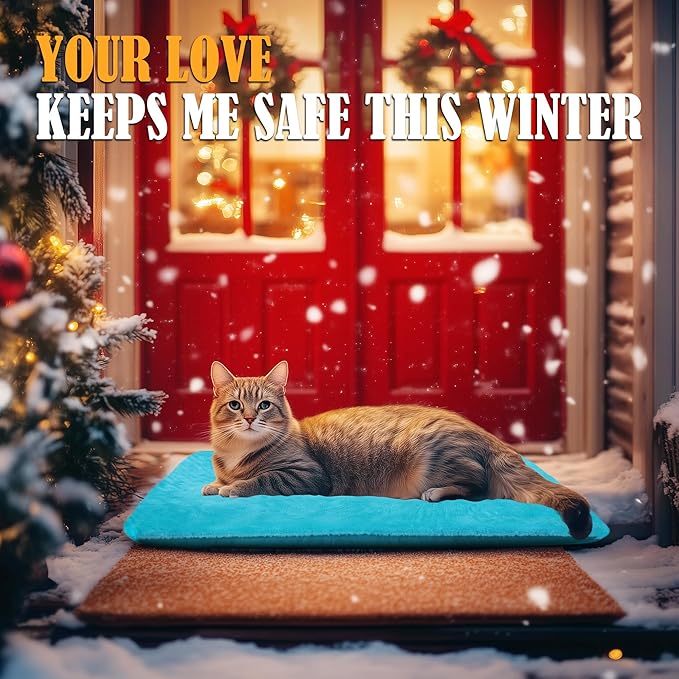 PETNF Outdoor Pet Heating Pad for Cats Dogs, Waterproof Cat Warming Pad Outdoor Outside, Safe Electric Heating Pad for Feral Cat House Heated Dog Bed Mat, 20"X16"