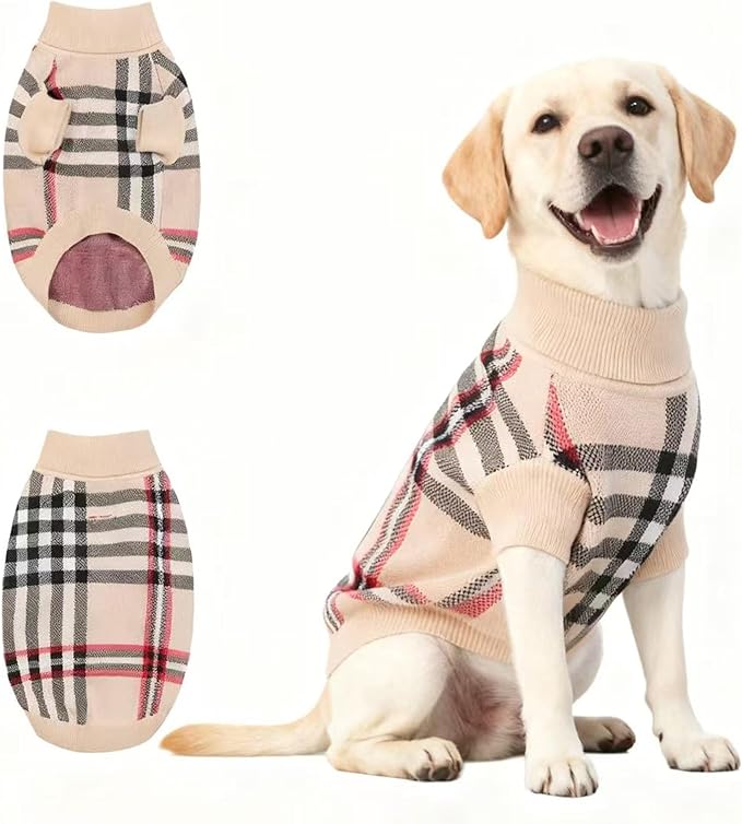 Medium/Large Dog Sweater, Warm Dog Winter Coat w/Sleeves, Comfortable High Neck & Leash Hole, Premium Dog Clothes for Labrador-Best for Holidays, Daily Walks XL Apricot