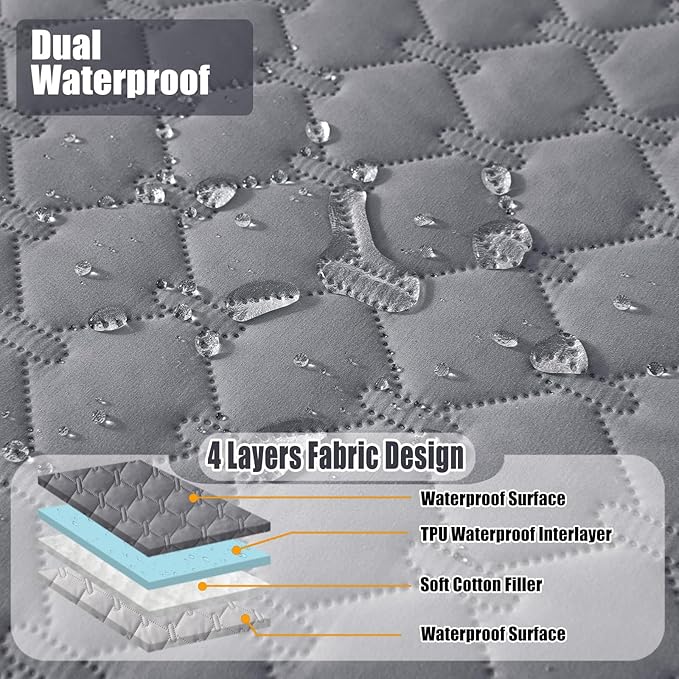 Smiry Waterproof Dog Bed Cover Blanket, Soft Reversible Pet Blanket, Washable Leakproof Cats Dogs Couch Cover for Sofa, Couch, Furniture (68x82 Inch, Grey/Light Grey)