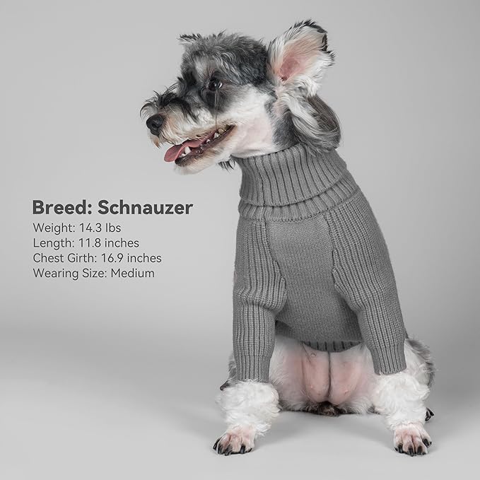 cyeollo 4XL Dog Sweater,Knitwear Pullover Sweaters Turtleneck Fall Winter Dog Clothes Sweaters for Large Dogs Male, Grey XXXXL