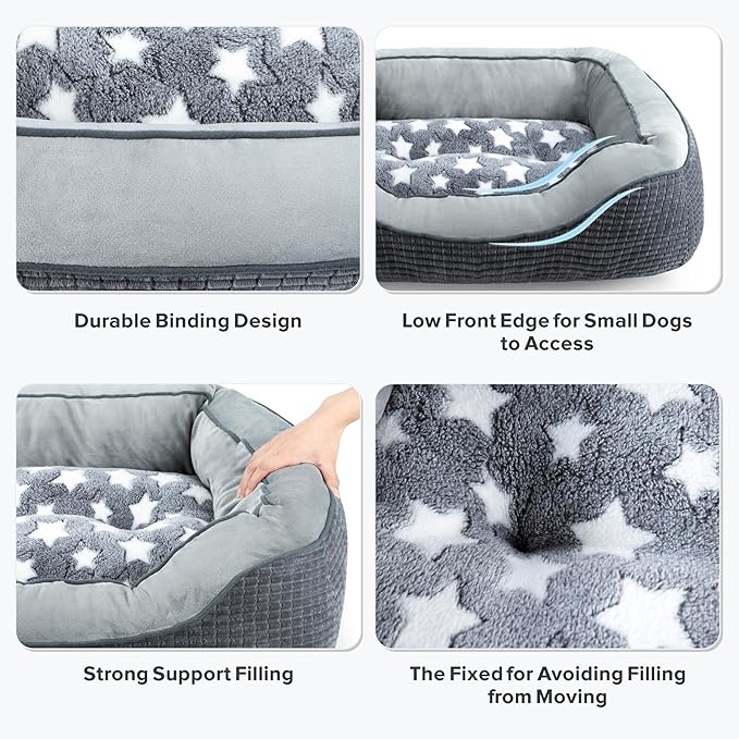 SIWA MARY Dog Beds for Large Dogs, Washable Dog Sofa Bed with Wide Sides, Pentagram Pattern Design, Durable Pet Cuddler Beds, Warming Soft Orthopedic Cat Beds for Pet Sleeping, Non-Slip Bottom