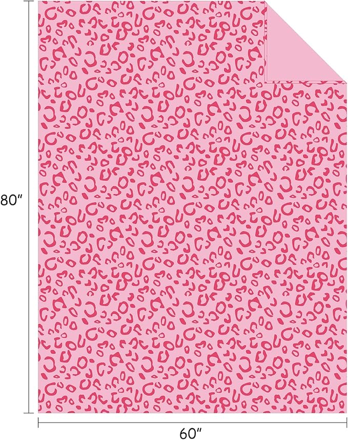 FY FIBER HOUSE Flannel Fleece Leopard Print Throw Blanket Super Soft Lightweight Fluffy Twin Blankets for Couch, 60"X80",Hot Pink