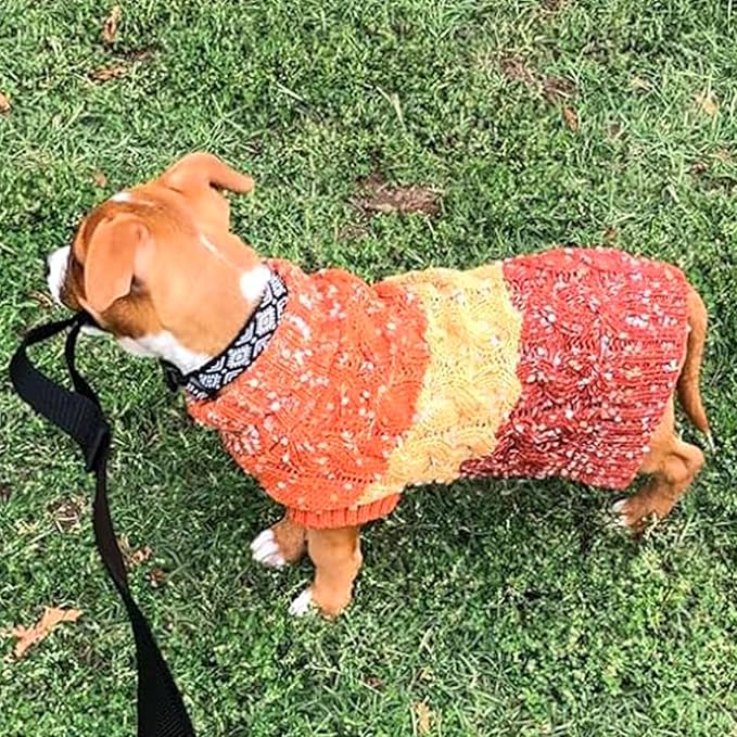 KYEESE Dog Sweaters for Small Dogs Male Color Block Pet Sweater with Fuzzy Thread Knitted Small Dog Sweater Turtleneck Pet Sweater Fall Winter Dogs Clothes, Brown, M