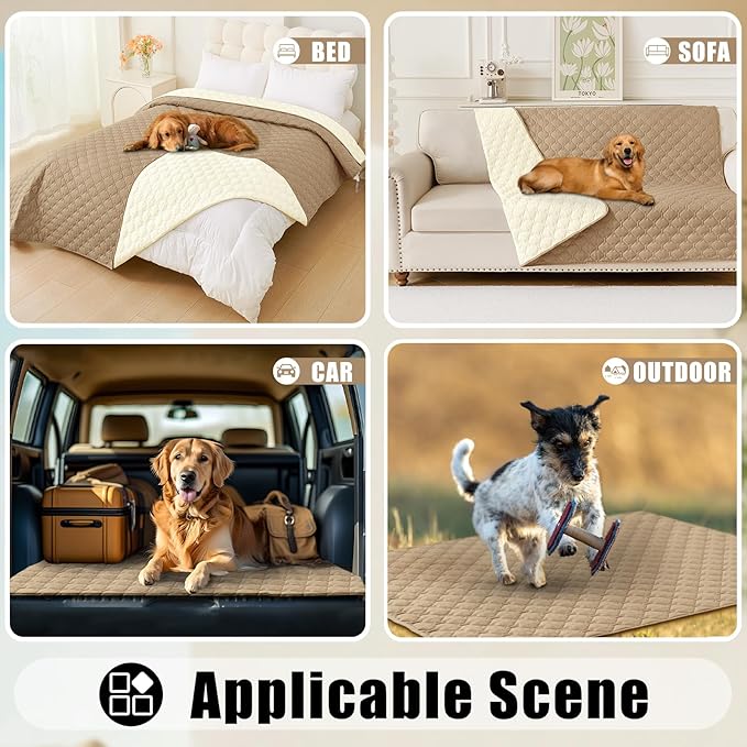 Smiry Waterproof Dog Bed Cover Blanket, Soft Reversible Pet Blanket, Washable Leakproof Cats Dogs Couch Cover for Sofa, Couch, Furniture (30x53 Inch, Camel/Beige)