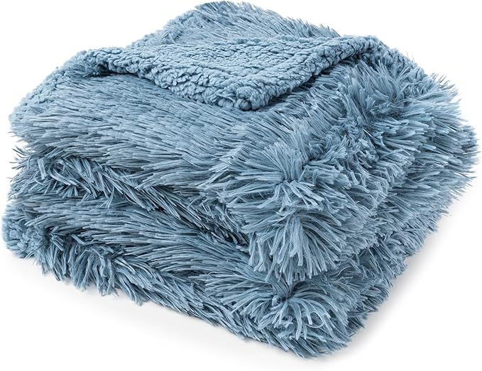 PetAmi Waterproof Dog Blanket for Medium Large Dogs, Calming Fleece Cat Blanket, Couch Protector Washable Sherpa Faux Fur Pet Throw for Puppy, Soft Reversible Leakproof 40x60 Light Blue