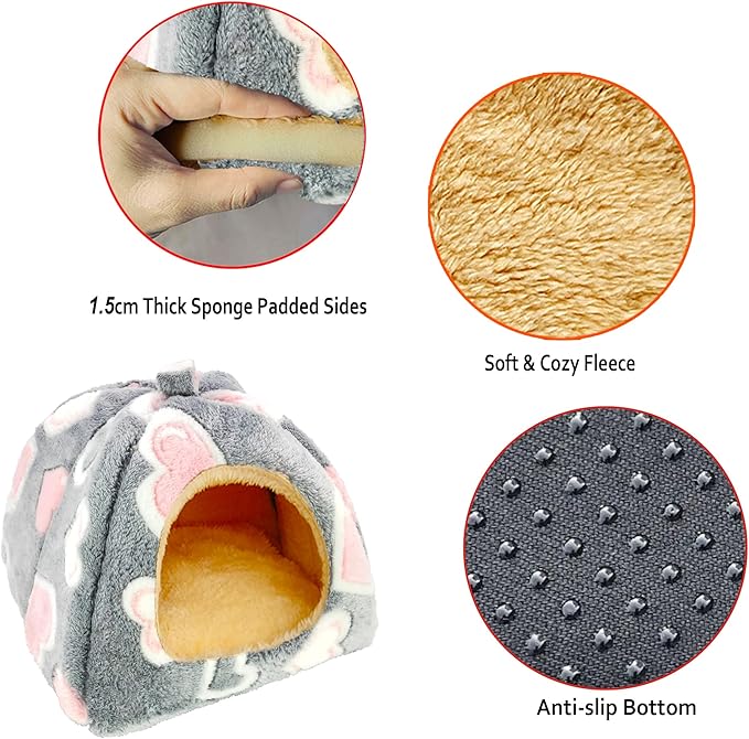 Guinea Pig Bed, Guinea Pig Hideout House Accessories Warm Bed for Small Animals Hamsters Chinchillas Dwarf Bunnies Hedgehogs. L, Greyheart