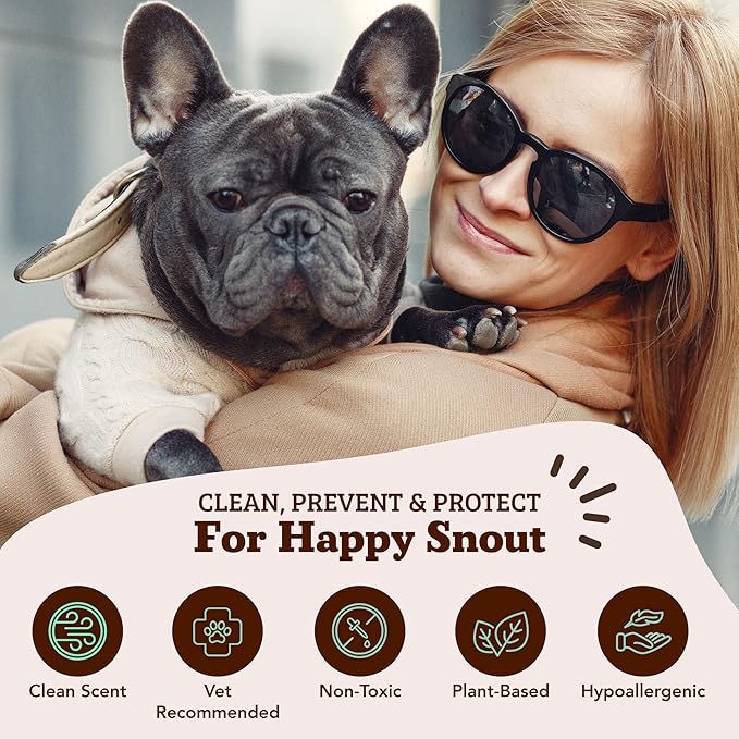 Natural Dog Snout Wipes, 50 Count - Snout Dog Wipes for Cleaning and Soothing, Natural, Non-Toxic Dog Care Products, Kukui Oil Infused, Snout Soother Wipes, Nourishing and Moisturizing Wipes for Dogs