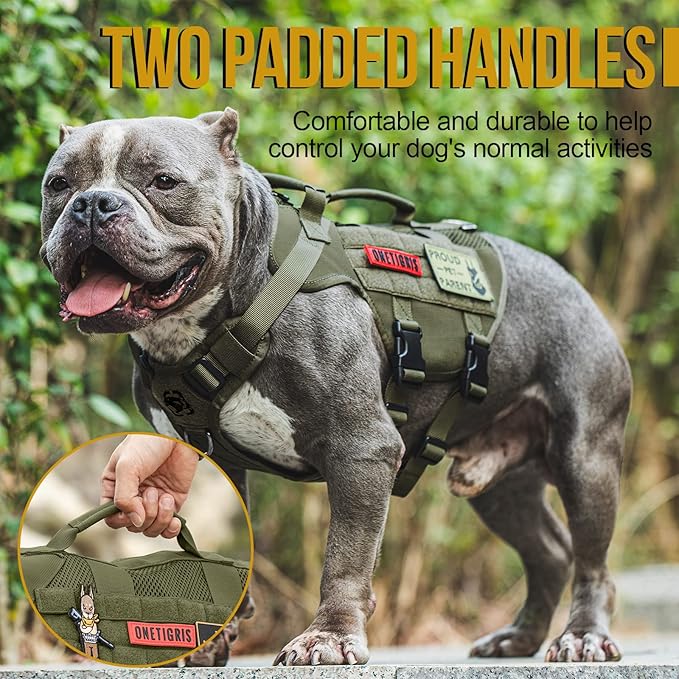 OneTigris Tactical Dog Harness for Small Dogs, Mesh Design Service Dog Vest Breathable Military Dogs Molle Vests with Handles, Harness for Walking Hiking Training