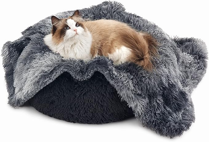 Bedsure Waterproof Dog Blankets for Small Dogs - Cat Blanket for Couch Protector Washable Long Faux Fur,Calming Soft Reversible Throw Furniture Protection for Puppy Pet, 25"x35", Tie-dye Grey