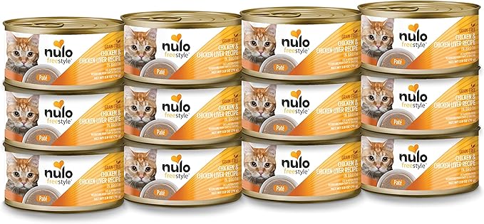 Nulo Chicken & Chicken Liver Recipe Pate Wet Canned Cat Food, 2.8 Ounce (Pack of 12)