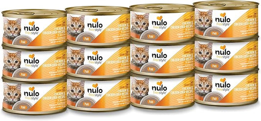 Nulo Chicken & Chicken Liver Recipe Pate Wet Canned Cat Food, 2.8 Ounce (Pack of 12)