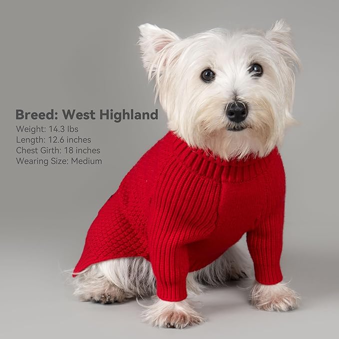 cyeollo 3XL Dog Sweaters for Large Dogs Girl, Stretchy & Cozy Warm Knit Doggy Sweater with Sleeves Turtleneck Fall Winter Cold Weather Big Dog Clothes Like Doberman Labrador, Red XXXL