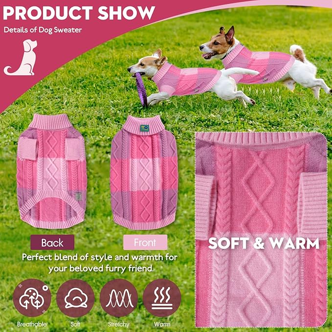 Pet Sweaters,Turtleneck Pullover Dog Sweater,Pet Sweaters for Dogs,Pet Clothes,Pet Clothing,Suitable for All Types of Dogs and Most Seasons (Pink Group,L)