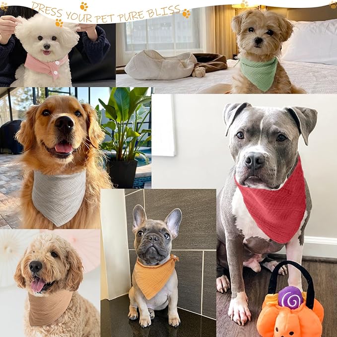 Pet's Bandanas for Medium Dog Solid Color Dogs Scarf with Adustable Button,Navy,Medium