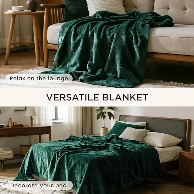 gogobunny Waterproof Bed Blanket, Reversible Sherpa Fleece Throw Blanket for Dog Puppy Cat, Furniture Cover Protects Bed Couch Sofa from Liquid Pee and Pet Fur (Forest Green, 60x80 inches)