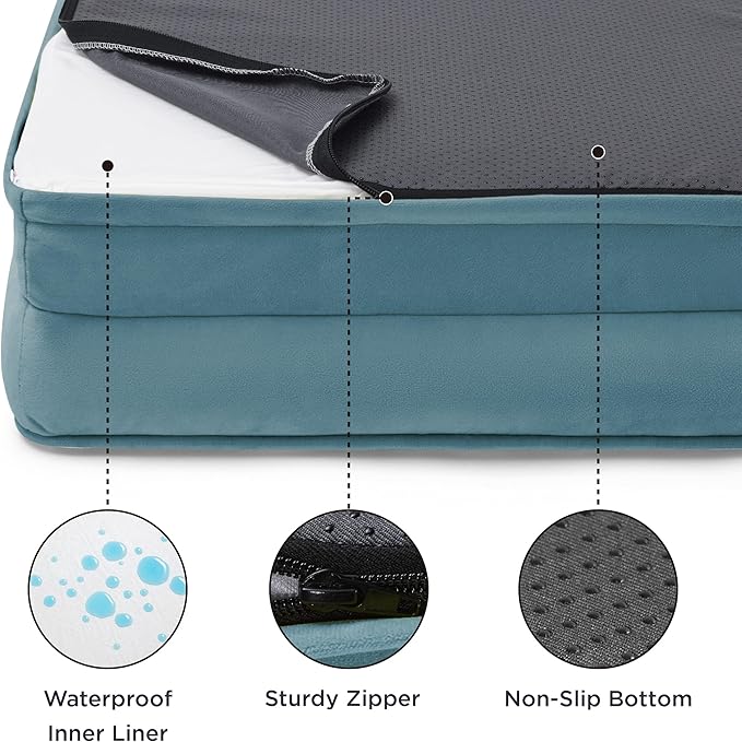 Bedsure XXL Orthopedic Dog Bed for Extra Large Dogs - Washable Giant Dog Cat Bed Waterproof, Comfort Dogs Couch Sofa with Washable Removable Cover, Pet Bed with Nonskid Bottom, Dune Haze Blue, 52"