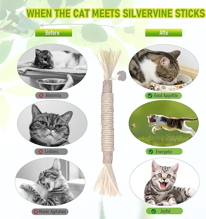 BAWAN Catnip Toys‖ Silvervine for Cats: Cute Cat & Kitten Toys for Indoor Cats Interactive‖ Cat & Kitten Teething Chew Toys for Aggressive Chewers‖ Silvervine Sticks Cat Dental Toy (1PCS)
