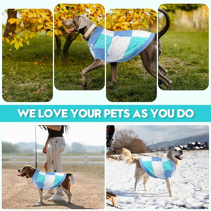Pullover Dog Sweater,Half Chest Lapel Design Pet Sweaters for Dogs Boys or Girls,Pet Knitted Dog Clothes,Pet Clothing,Suitable for Various Sizes or Breeds Dogs Sweaters(Blue Group,M)
