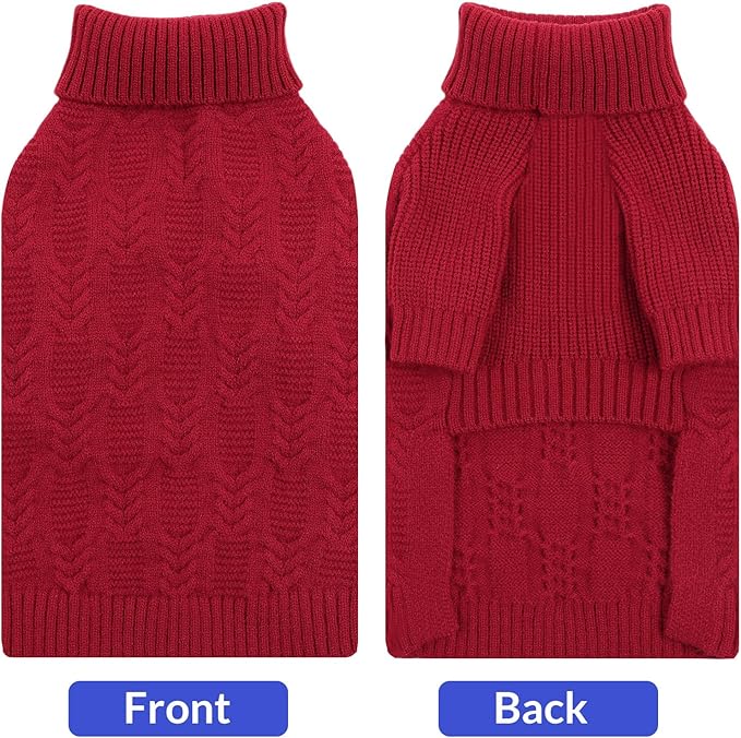 ASENKU XXXL Dog Sweaters for Large Dog Girls Boys, Pullover Turtleneck Knitted Big DoggieSweatershirt for Female Male, Doberman Great Dane Sweater for Extra-Large Breed Dogs, Red 3XL