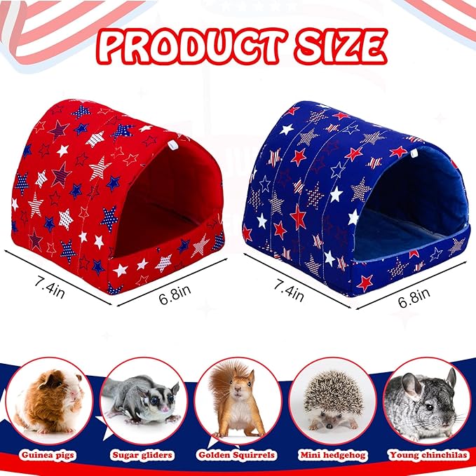 UPINS 2 Pack Guinea Pig Bed, Guinea Pig Hideout Washable Small Animal House Cage Accessories for Dwarf Rabbits Chinchillas Hamsters Hedgehogs Ferrets Bearded Dragons and Rats