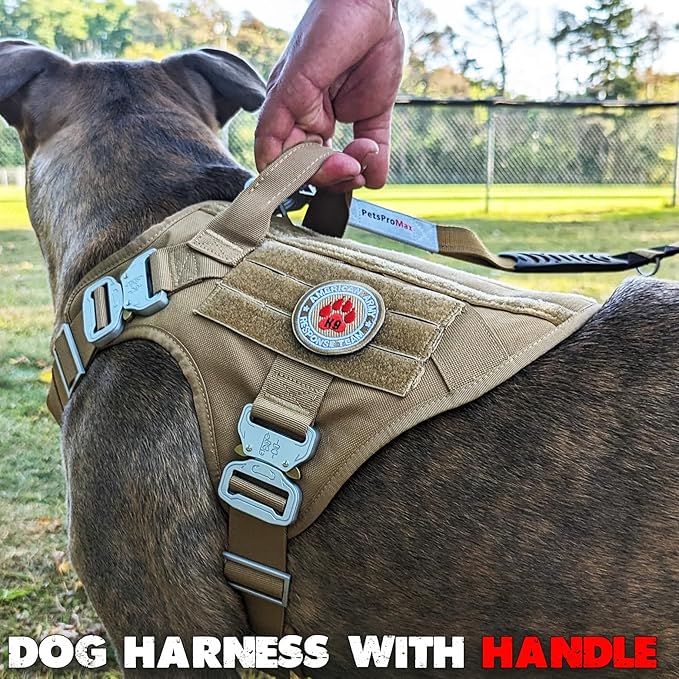 Tactical Dog Harness with 4 Metal Buckles; Waterproof, Military Grade Dog Vest; no-pulls but Does not Choke Neck; Great with Prevents Escapes, Heavy-Duty Dog Harness for Large Dogs Green (L)