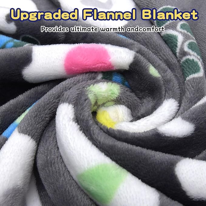Rezutan Dog Blanket for Medium Dogs 1 Pack 3 Premium Soft Cat Puppy Blankets, 31x24 inch, with Flannel Cute Elephant & Paw Print for Small Kitten,Grey
