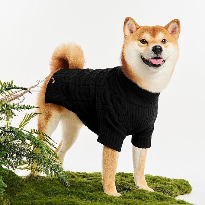 Haloumoning Classic Knit Pullover Dog Sweater, Turtle-Neck Dog Christmas Sweater, Warm Soft Sweaters for Girl Boy for Small Medium Large Dogs