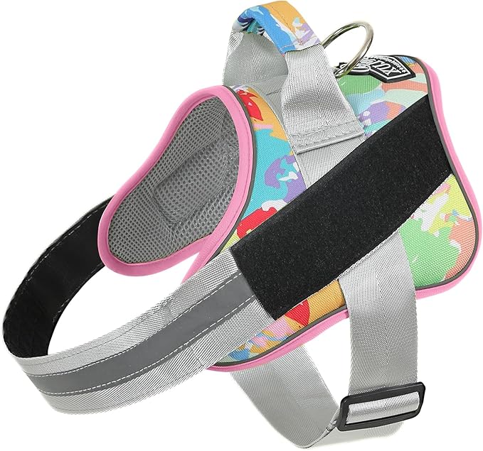 Bolux Dog Harness, No-Pull Reflective Dog Vest, Breathable Adjustable Pet Harness with Handle for Outdoor Walking - No More Pulling, Tugging or Choking (Large (Pack of 1), OilPainting)