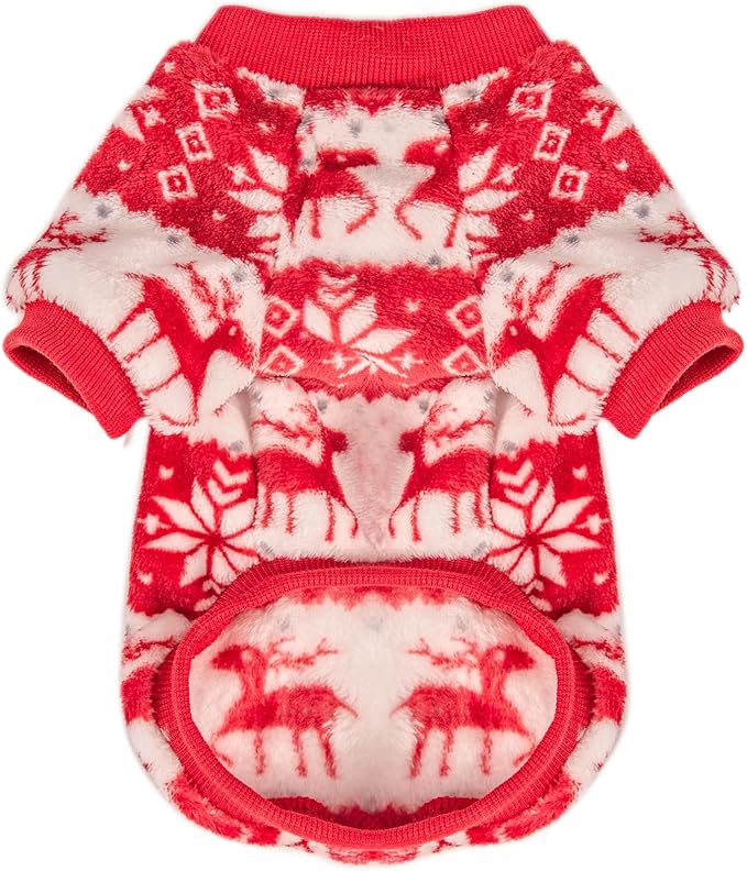 Dog Sweater, 2 Pack Dog Sweaters for Small Dogs or Cats, Girl or Boy, Warm Dog Clothes Shirt Coat for Winter Christmas (Christmas Red, White, XX-Large)
