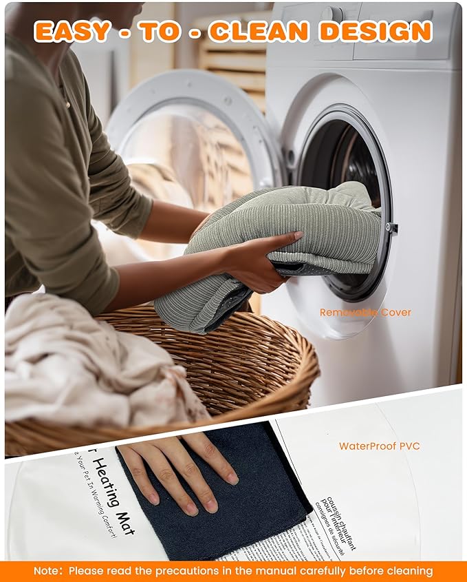 Heated Cat Bed for Indoor Pets – Constant Temperature 100.4-107.6℉ Donut Cat Heating Pad with Chew Resistant 87 Inch Cord, Washable Cover, Cozy Round Pet Bed for Small Cats Kittens Dogs