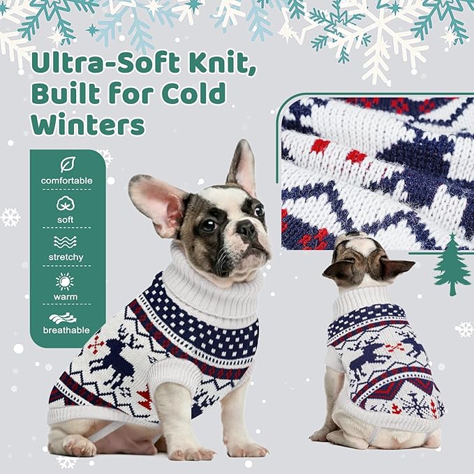Dog Sweater Small Winter Clothes Sweaters pet Warm Puppy Medium Fleece Soft Turtleneck Pullover Large Girl Frenchie Clothes Puppy Clothes for Small Dogs Girl
