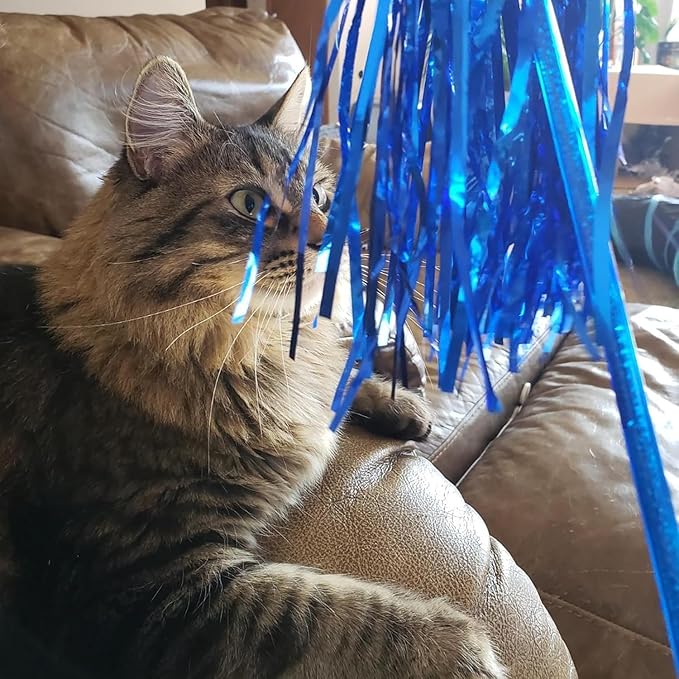 ADUCK Interactive Cat Teaser Wand Toy with Tassels - Durable Cat Chaser for Indoor Kitten Exercise, Boredom Relief & Training Play, Pack of 5 (Gold, Blue, Pink, Silver, Green)