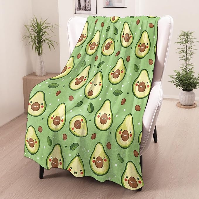 Avocado Gifts, Cute Avocado Blanket for Adults Women Kids, 40x50 in, Cozy Fuzzy Warm Soft Throw Blankets for Bedroom, Camping, Couch, Decor