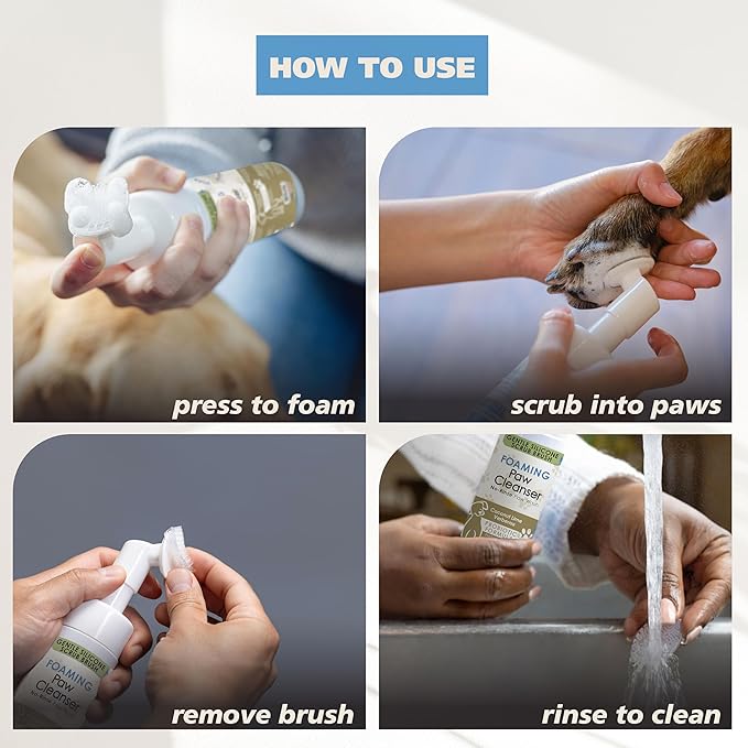 Wahl USA Gentle Foaming Dog Paw Cleaner, No-Rinse Probiotic Formula with Soft Silicone Paw Scrubber Brush, Coconut Lime Verbena Scent, 8 fl oz – Model 3028477
