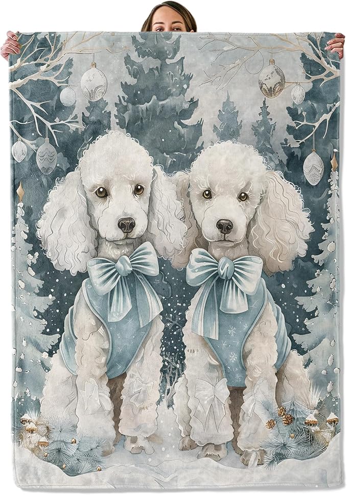 Poodle Gifts, Poodle Dog Blanket for Adults Women Kids, 80x60 in, Cozy Fuzzy Warm Soft Throw Blankets for Bedroom, Camping, Couch, Decor