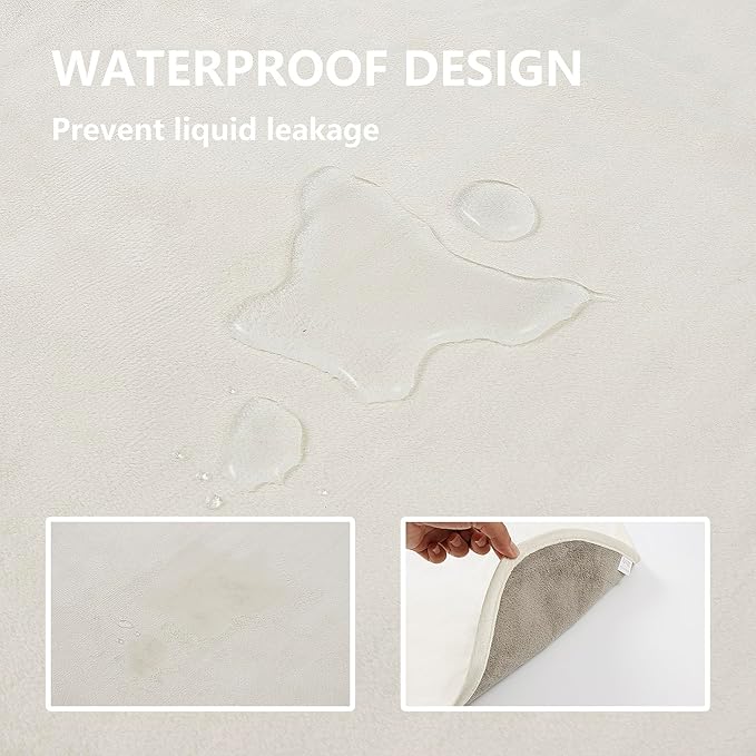 Waterproof Blanket for Bed Protection, Washable Dog Blankets for Couch, Soft Reversible Pet Throw Furniture Protector Cover for Sofa-82"x120",Beige+Khaki