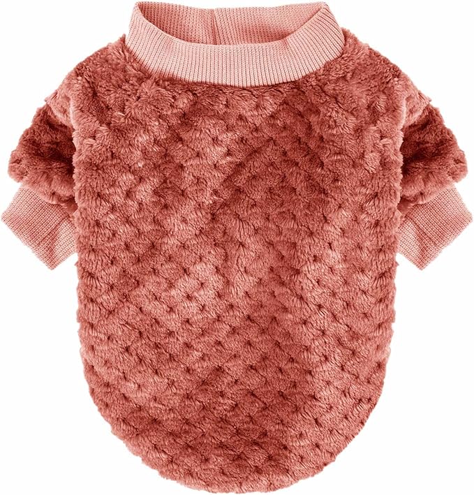Dog Sweater, 2 or 3 Pack Dog Sweaters for Small Medium Dogs or Cat, Warm Soft Flannel Pet Clothes for Dogs Girl or Boy, Dog Shirt Coat Jacket (X-Small, Grapefruit+Peach)